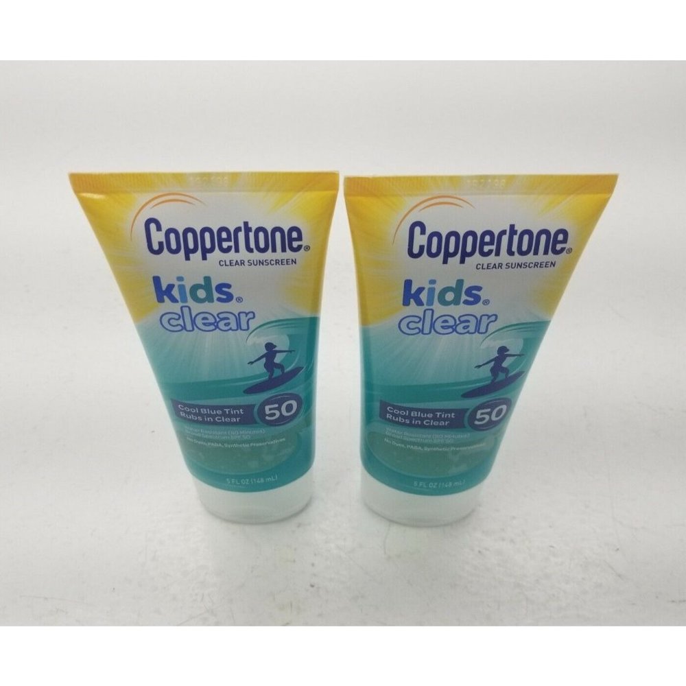 Coppertone Clear Sunscreen Kids 5 Fl. OZ SPF 50 Cool Blue Tint Lot of 2 New